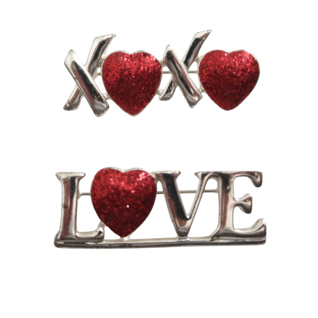 Sfj Steinmetz & Sons Love & Xoxo Heart Brooch Pins